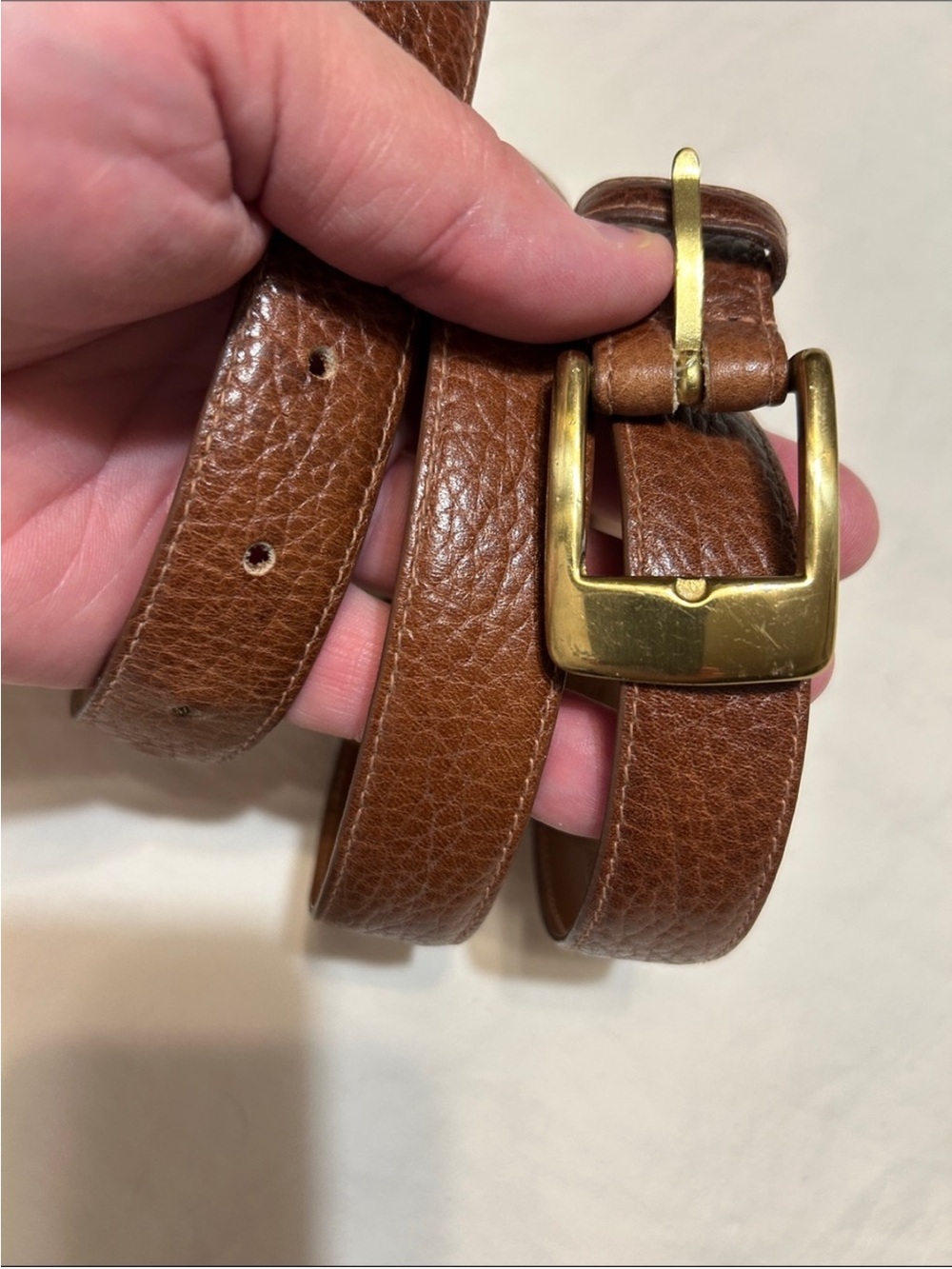 Polo by Ralph Lauren Brown Leather Belt with Brass Buckle size 38